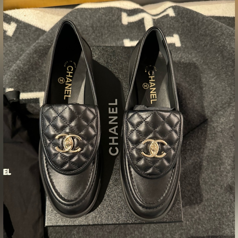 Chanel quilted loafers